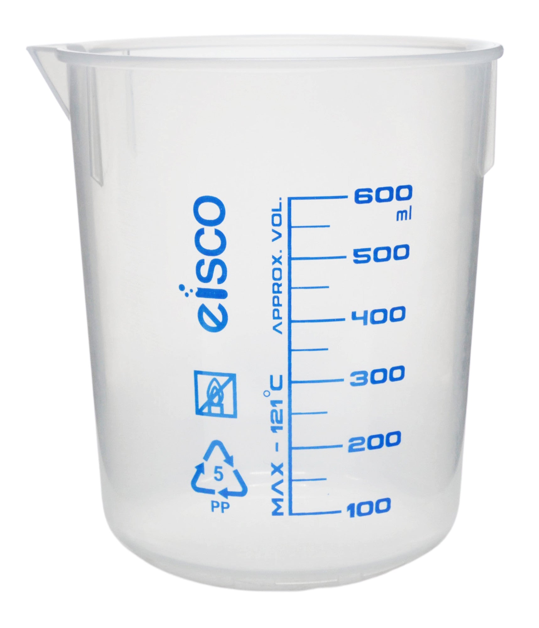 5-Piece Screen-Printed Polypropylene Beaker Set with Spout, 50/100/250/600/1000mL