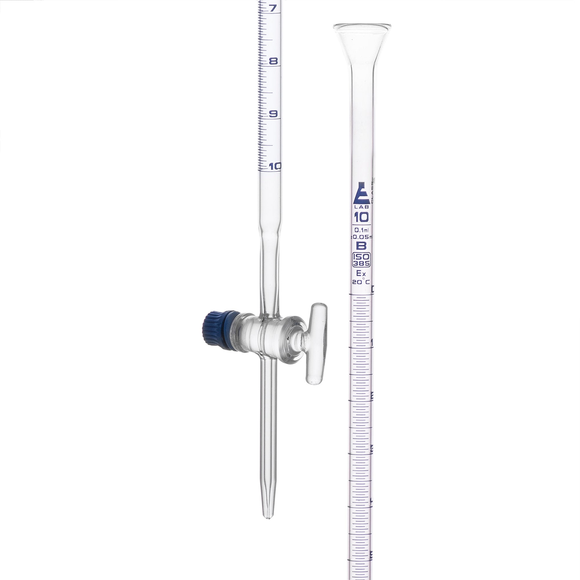 Class B Borosilicate Glass Burette with Glass Key Stopcock