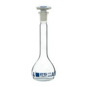 Class A Volumetric Flask with 10/19 Polypropylene Stopper, 25mL, Blue Graduations, Borosilicate Glass