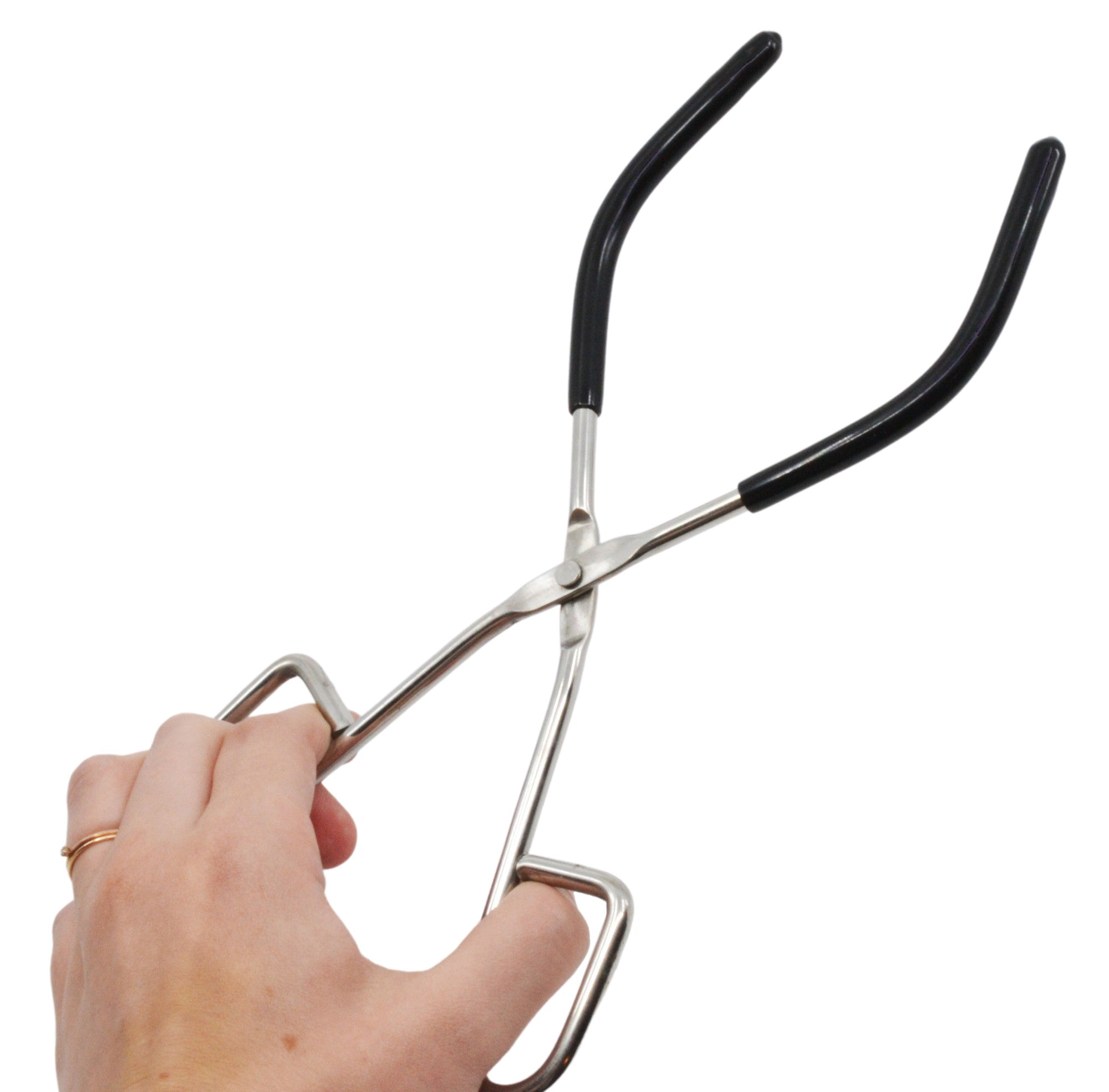 10" Stainless Steel Beaker Tongs with Rubber-Coated Ends