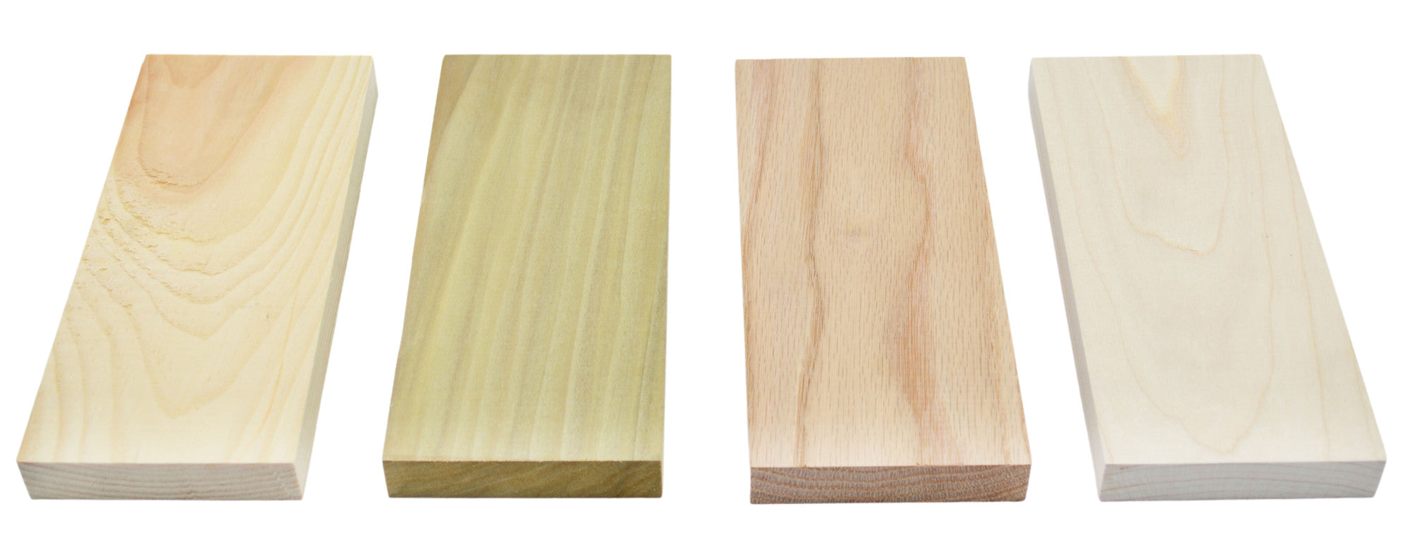 4-Species Wooden Boards Set, 8" (Poplar, Oak, Pine, Maple)