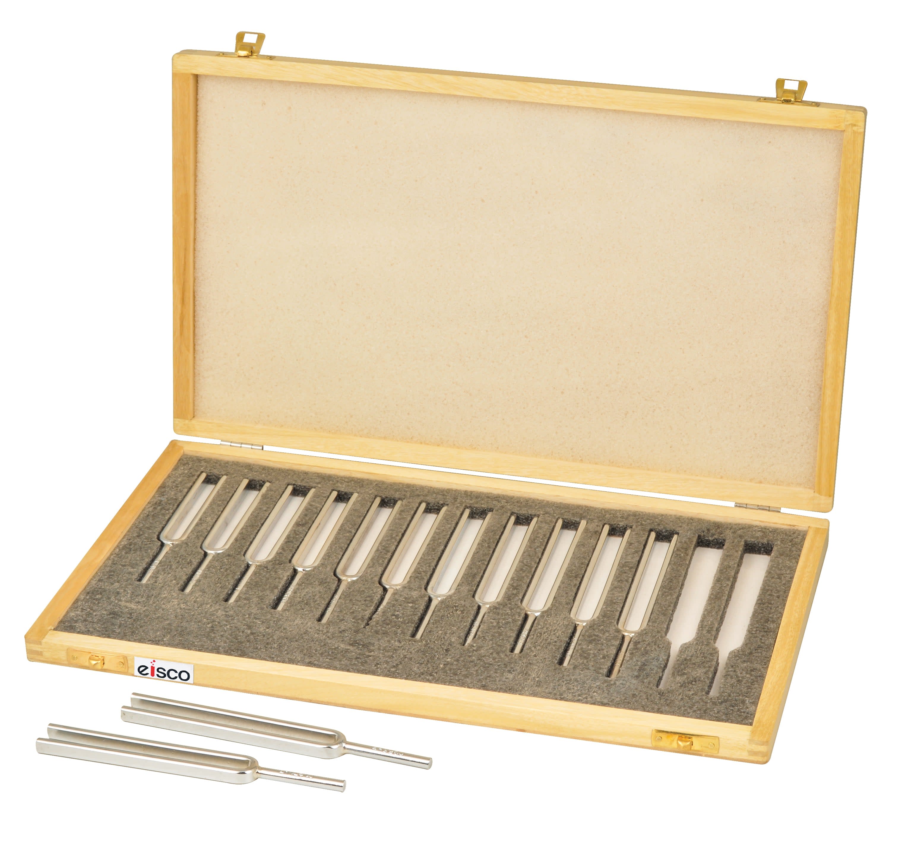13-Piece Steel Tuning Fork Set in Wooden Case