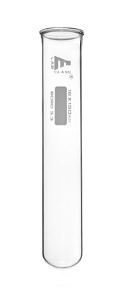 24PK Test Tubes, 25mL, 18x150mm - Rimmed - Marking Spot - Light Wall, 1.2mm Thick - Borosilicate 3.3 Glass