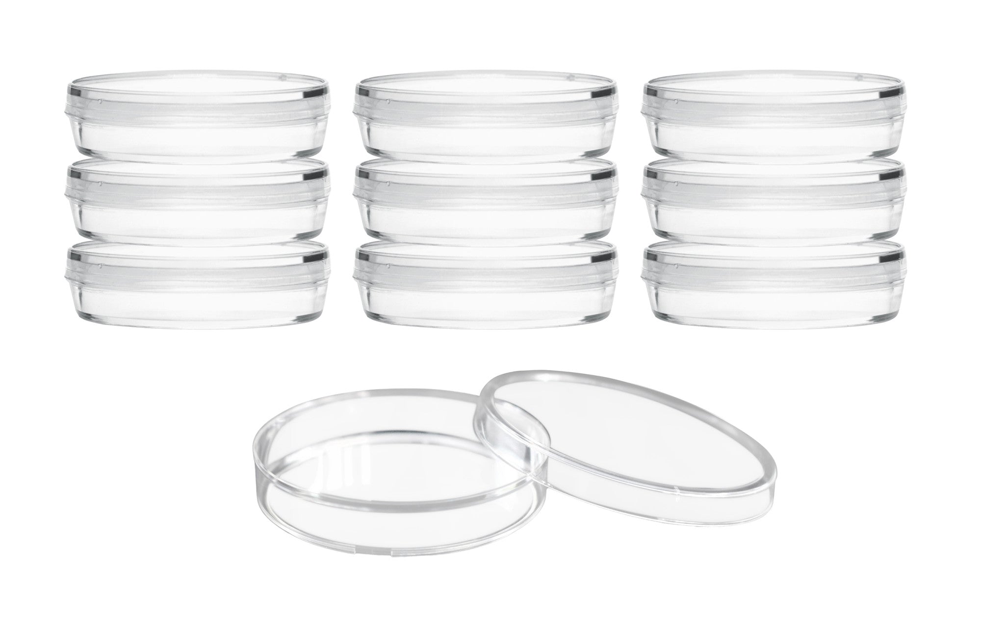Sterile Triple-Vented Polystyrene Petri Dish with Lid, 10-Pack